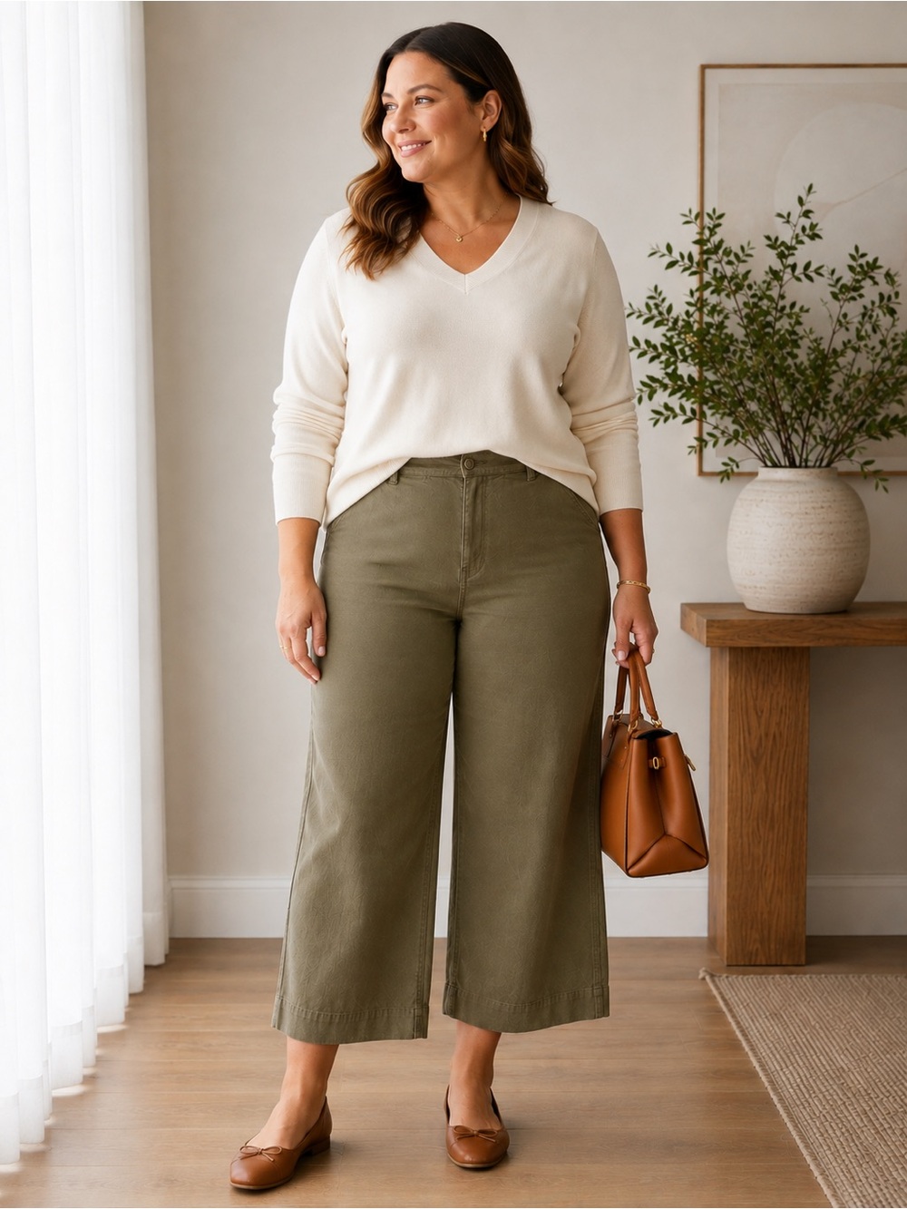 Ava & Viv Women's Size 16 Wide Leg Jeans Green Denim Comfort Cropped Cotton Span